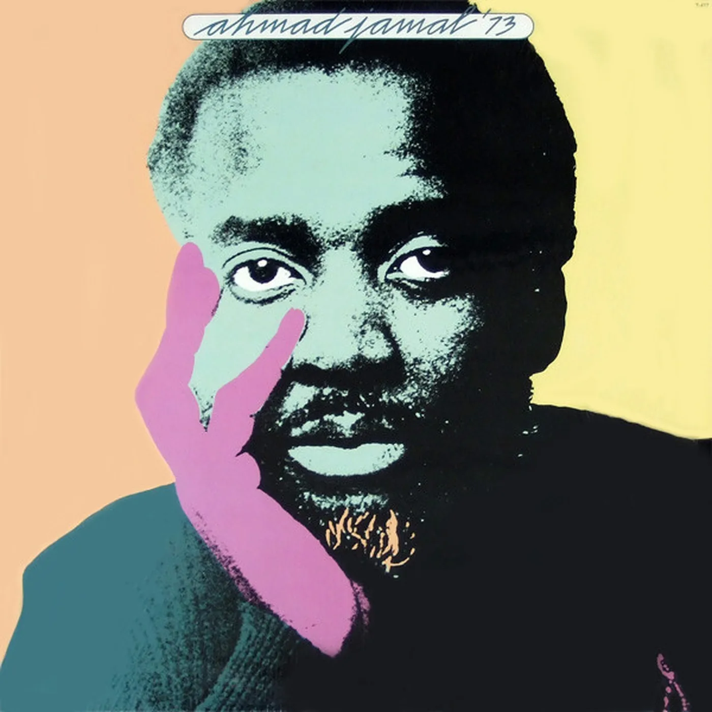 Ahmad Jamal '73 album cover. pop-art portrait with hand on cheek
