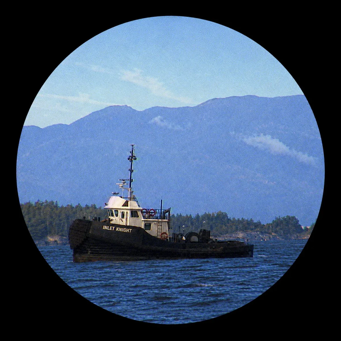 Inlet Knight boat on the water. self-titled album artwork